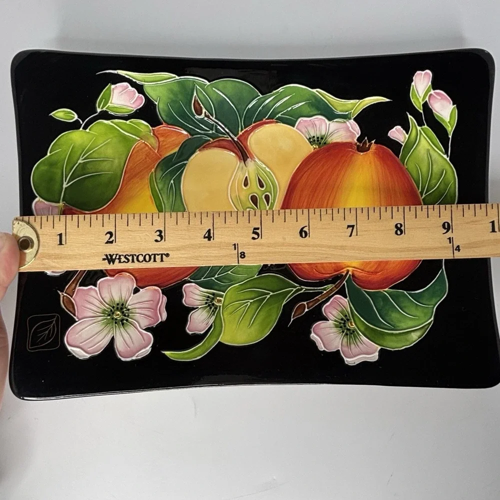 Blue Sky Jeanette J McCall Apple Blossoms Plate Tray 2004 Raised‎ Relief Outline
